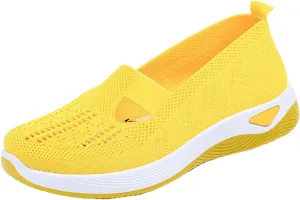 Women's Woven Orthopedic Breathable Soft Shoes Fashion Lightweight Go Walk Shoes for Women Mesh Breathable Hands Free Slip in Sneakers with Arch Support