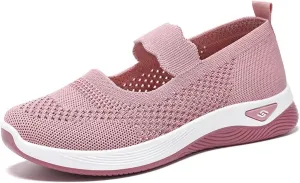 Women's Woven Orthopedic Breathable Soft Shoes Non Slip Food Service Lightweight Shoes Woven Mesh Breathable Soft Sneakers Slip On Arch Support Sneaker Wide Diabetic Footwear Shoe