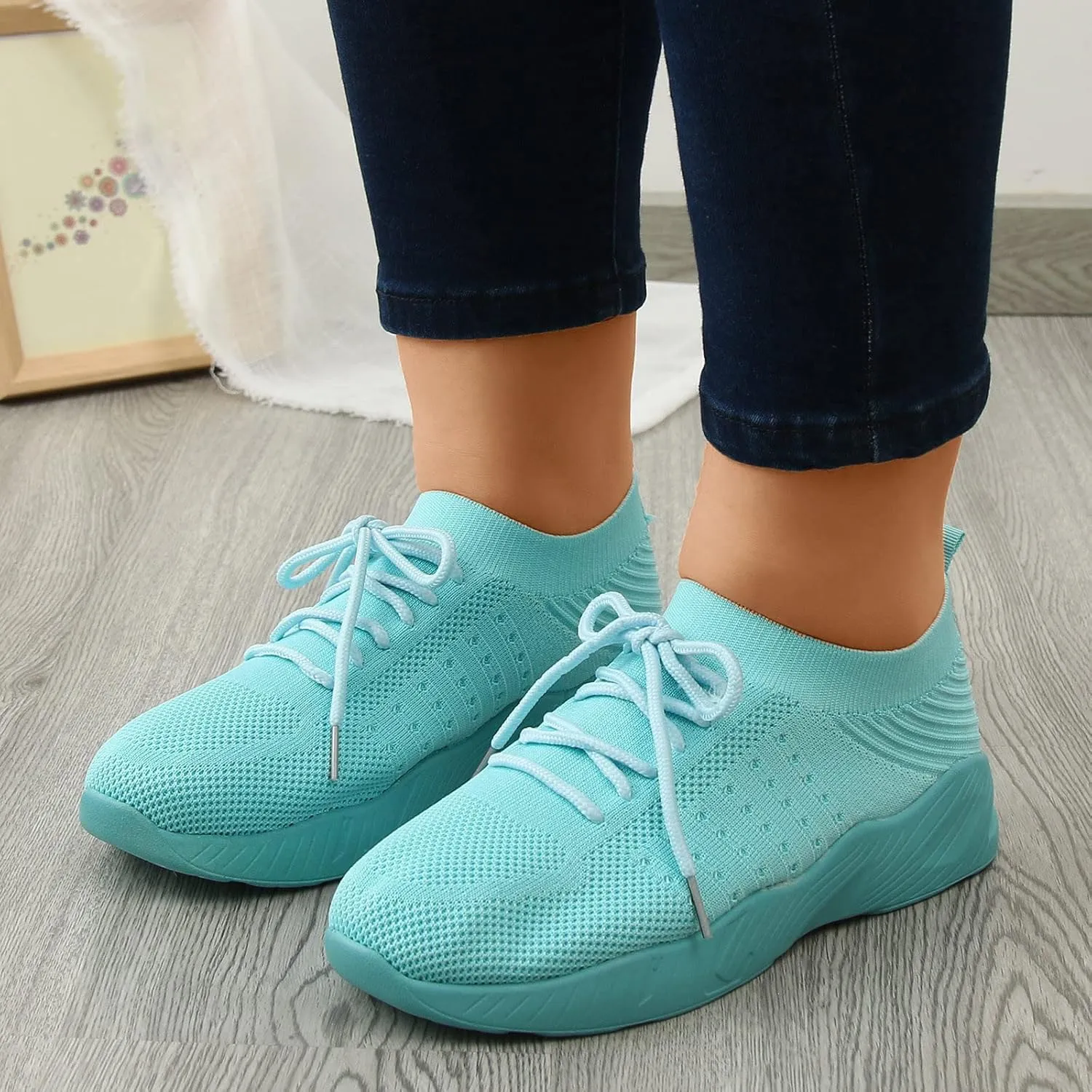 Women's Woven Orthopedic Breathable Soft Shoes Womens Running Shoes Mesh Breathable White Casual Shoes Fashion Sneakers Slip On Tennis Shoe Loafers Shoe