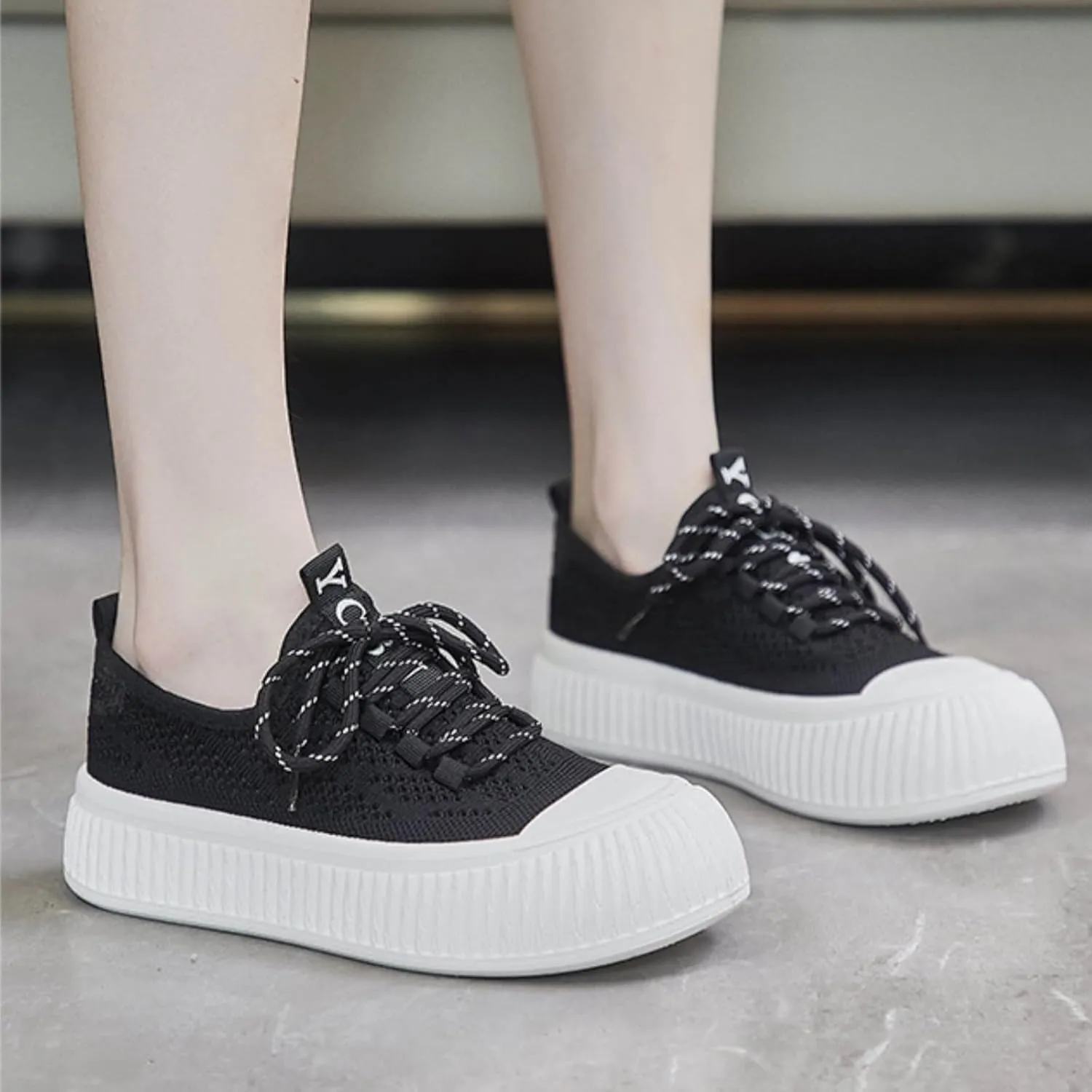 Y2k Platform Chunky Sneakers for Women and Girls Retro Mesh Breathable Aesthetic Summer Casual Walking Shoes for Travel