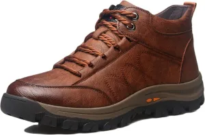 Yiozoi Men's Warm Ankle Boots Can Be Worn Outdoors in Winter. Daily Wear High Top Work Leather Shoes Lace up Men's Casual Snow Boots