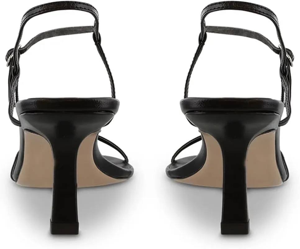YIYA Women's Strappy Stiletto Kitten Heels Sandals Open Round Toe Ankle Strap Comfort Party Dress Shoes