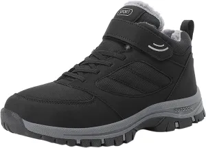 ZDLJYL Men's Snow Boots Outdoor Hiking Boots Warm Villi Boots Anti-Slip Trekking Shoes Waterproof Walking Boots Lightweight Gym Sneakers Buckle Fashion Boots, 10, Black